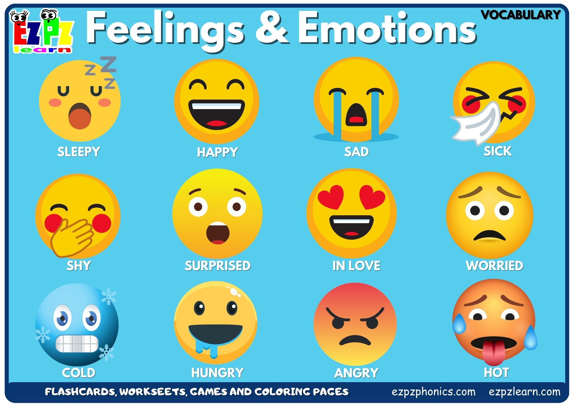 Feelings and Emotions Vocabulary Picture Dictionary Join Now for Free Flashcards, Worksheets and Coloring Pages